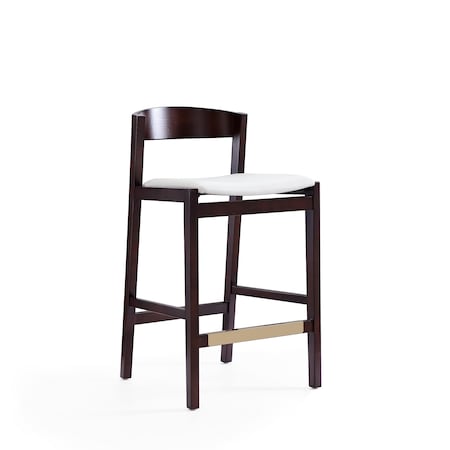 Manhattan Comfort Klismos Counter Stool in Ivory and Dark Walnut CS007-IV